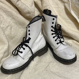 Dr. Martens White Boots with Black Laces